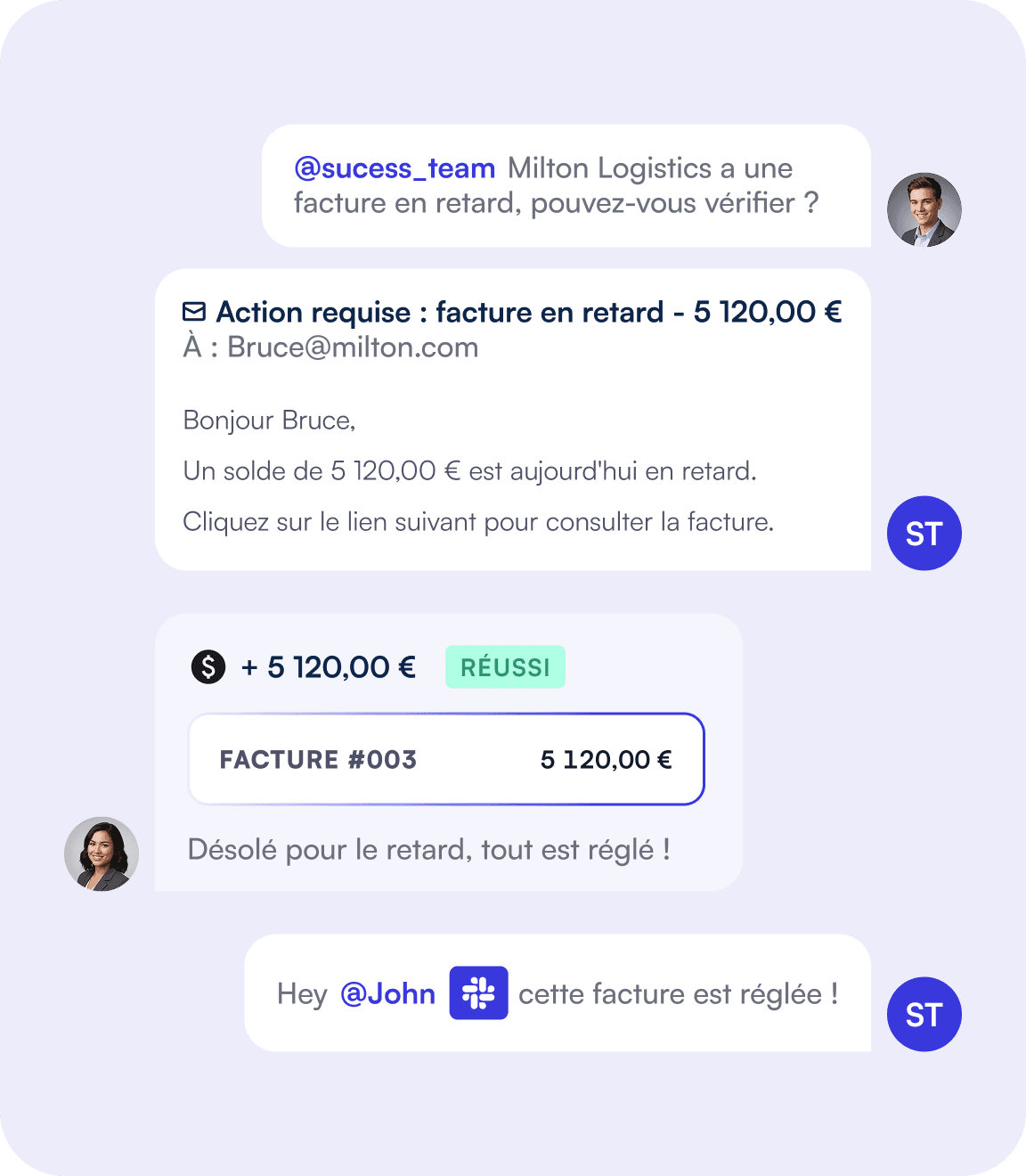 Toutes les équipes restent alignées sur chaque compte client.